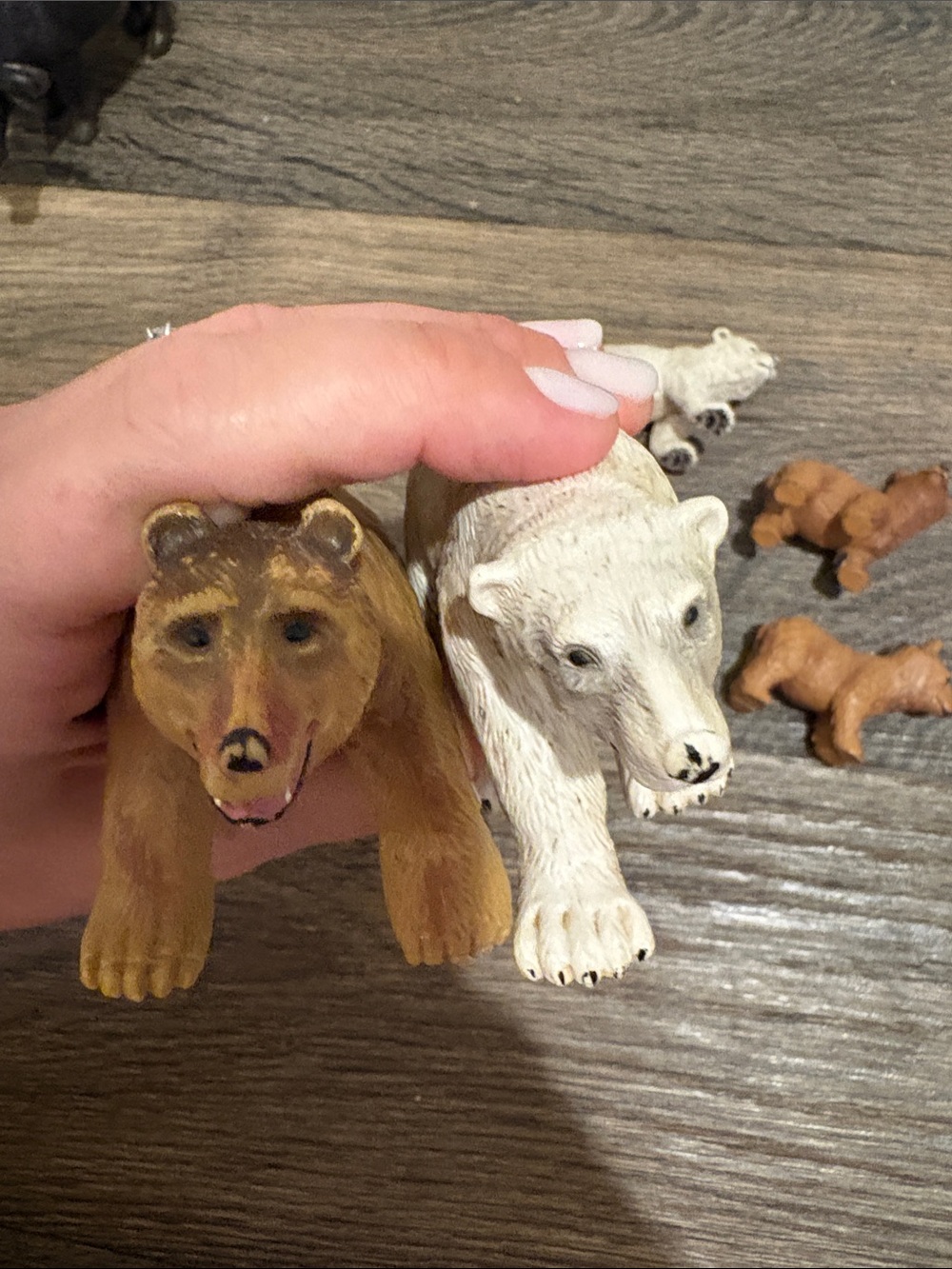 FREE in bundle Bear 4 Figurine Toy Set - Brown and White Plastic Bears - Picture 3 of 4